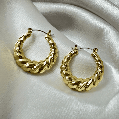 Textured Basket Gold-Plated Hoop Earrings