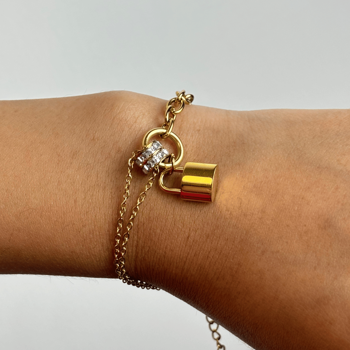 Dual Chain Padlock Bracelet