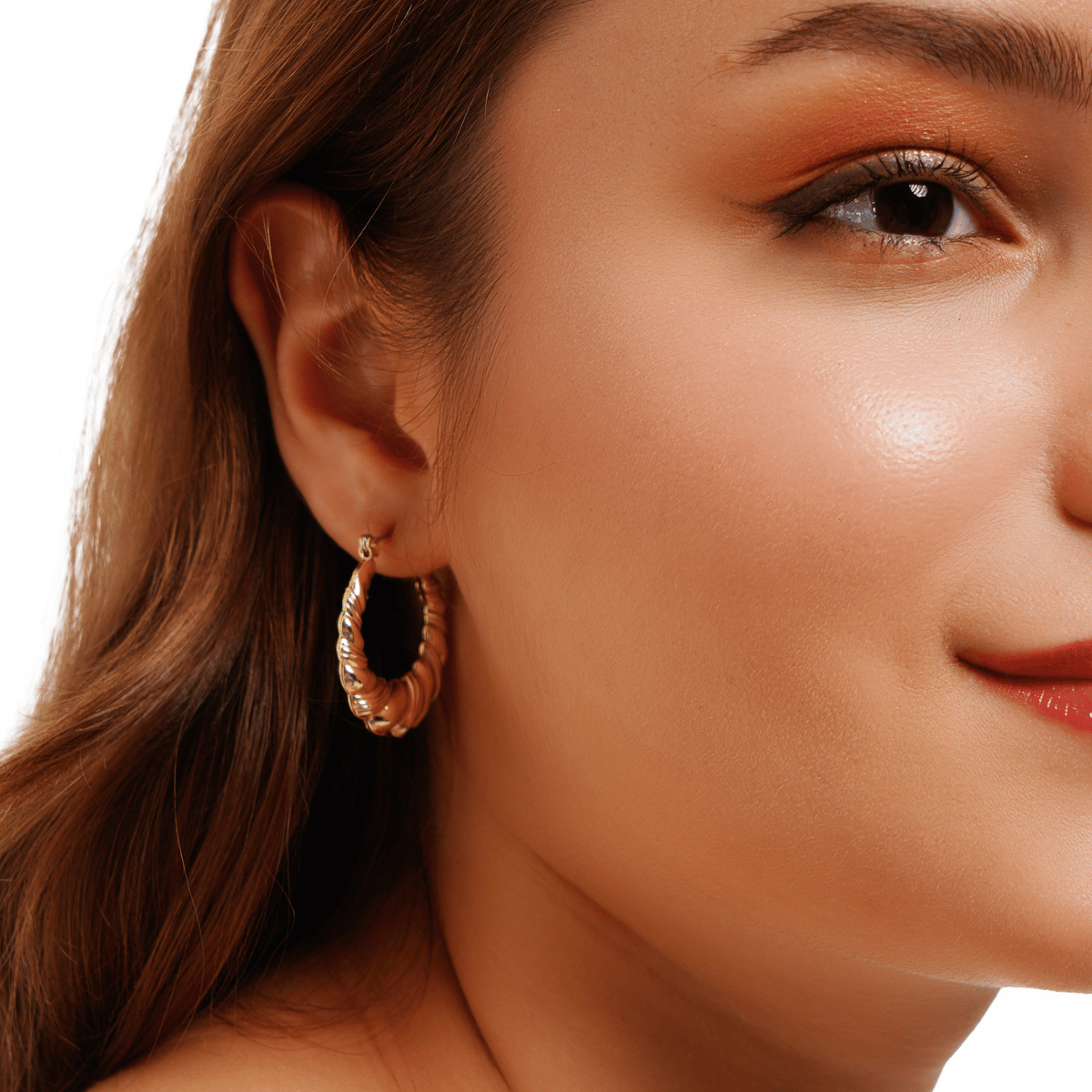 Textured Basket Gold-Plated Hoop Earrings