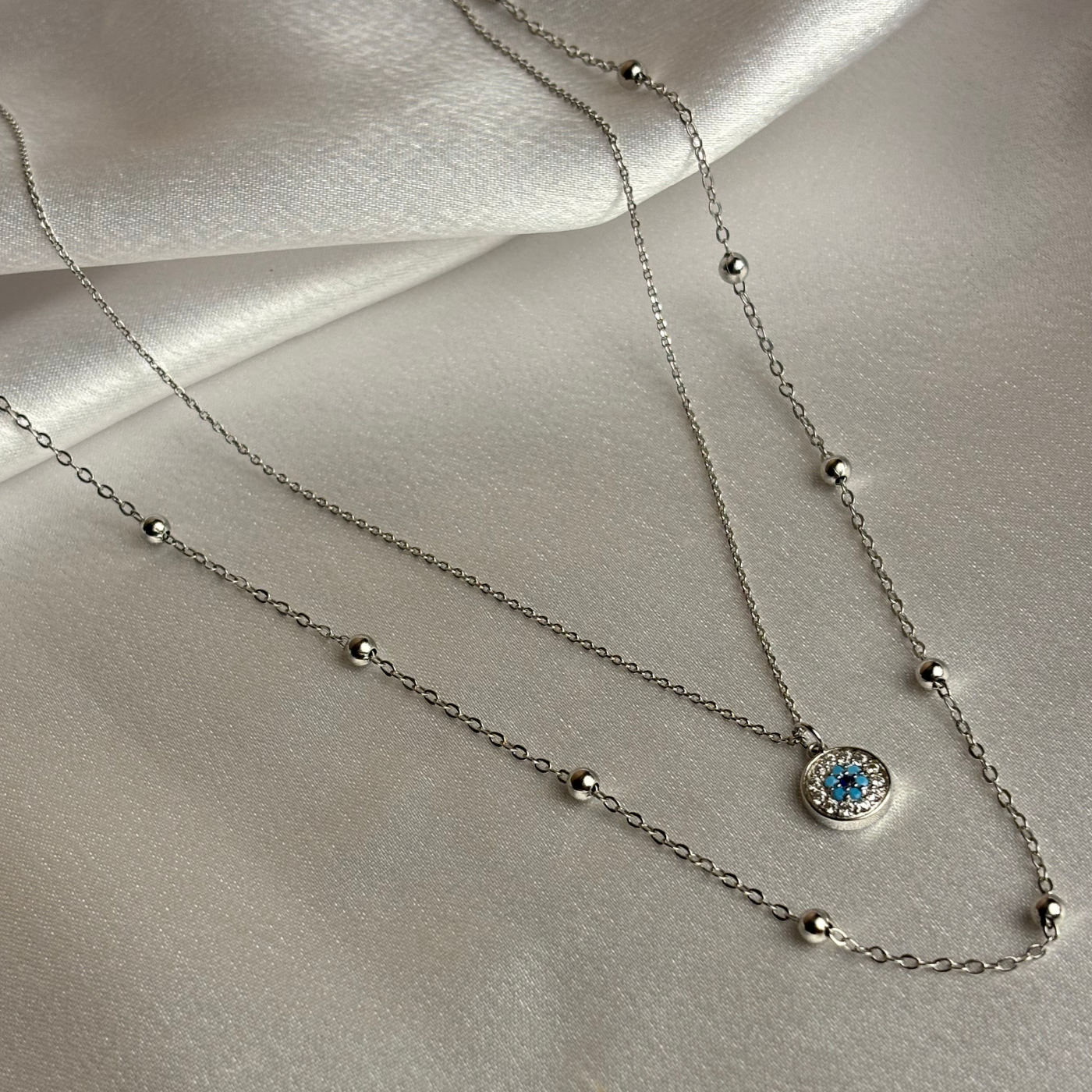 Layered evil eye necklace
