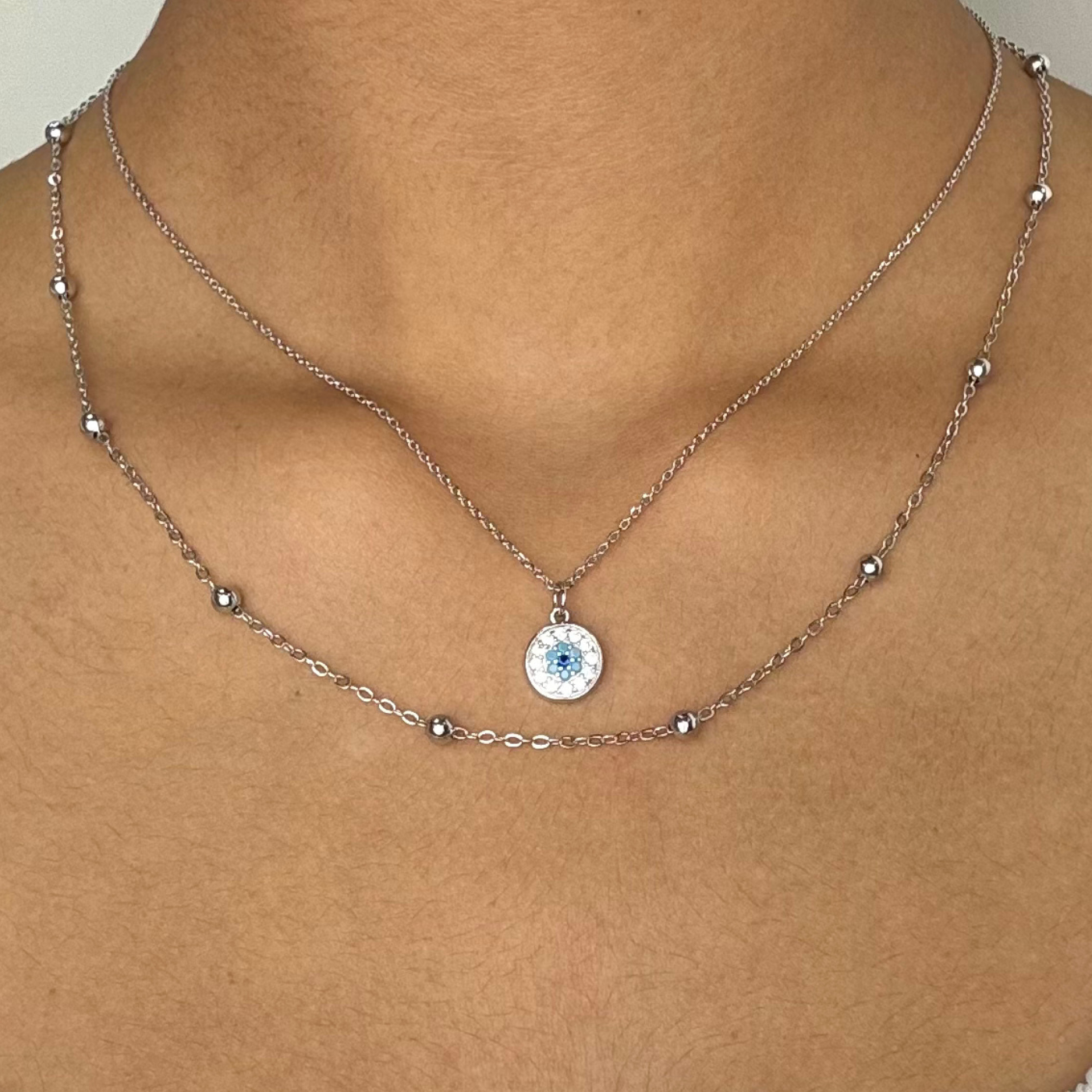 Layered evil eye necklace