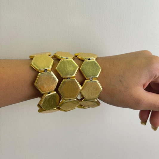 Bold Hexagonal Gold Bracelet