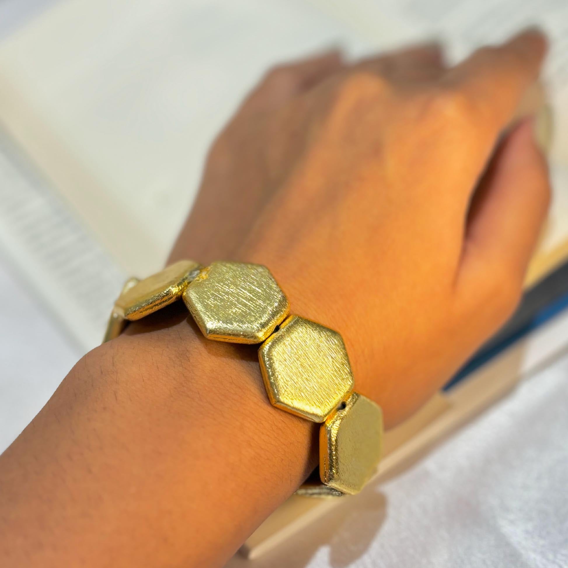 Bold Hexagonal Gold Bracelet