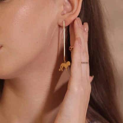 Golden Cat Silhouette Dangle Earrings