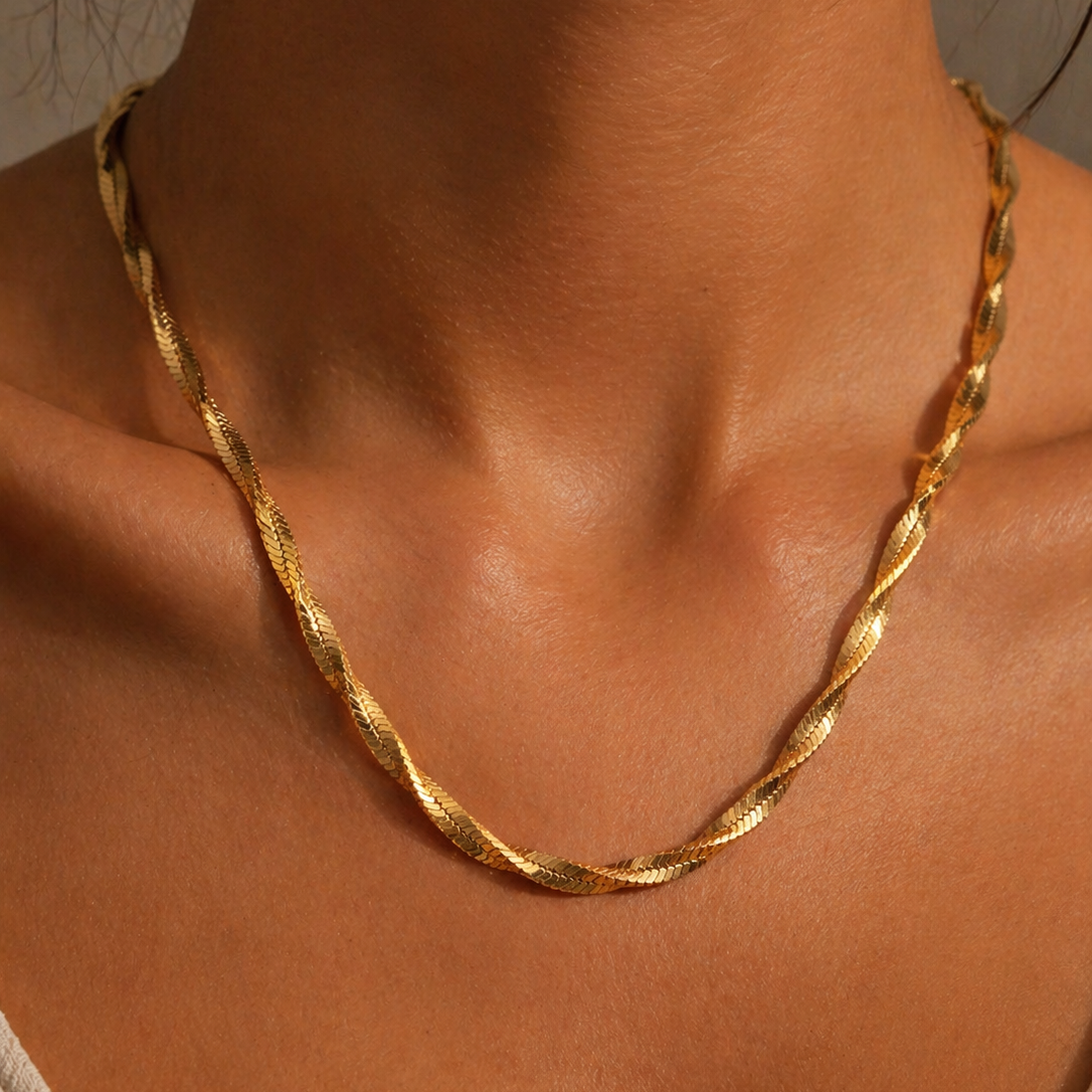 Twisted Gold Chain Necklace