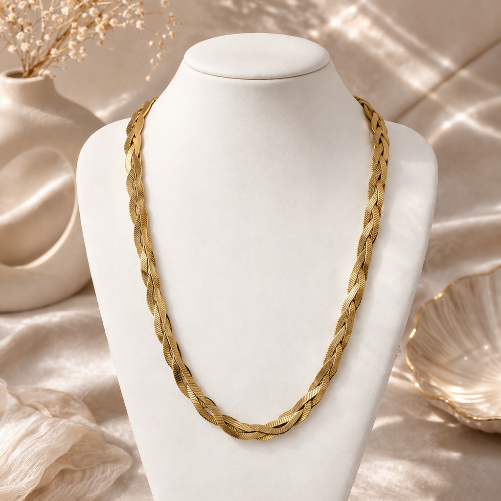 18K Gold Plated Twisted Chain Necklace
