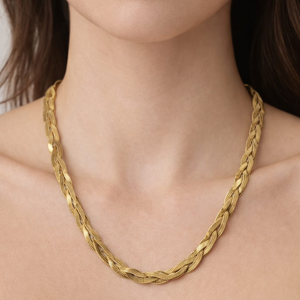 18K Gold Plated Twisted Chain Necklace