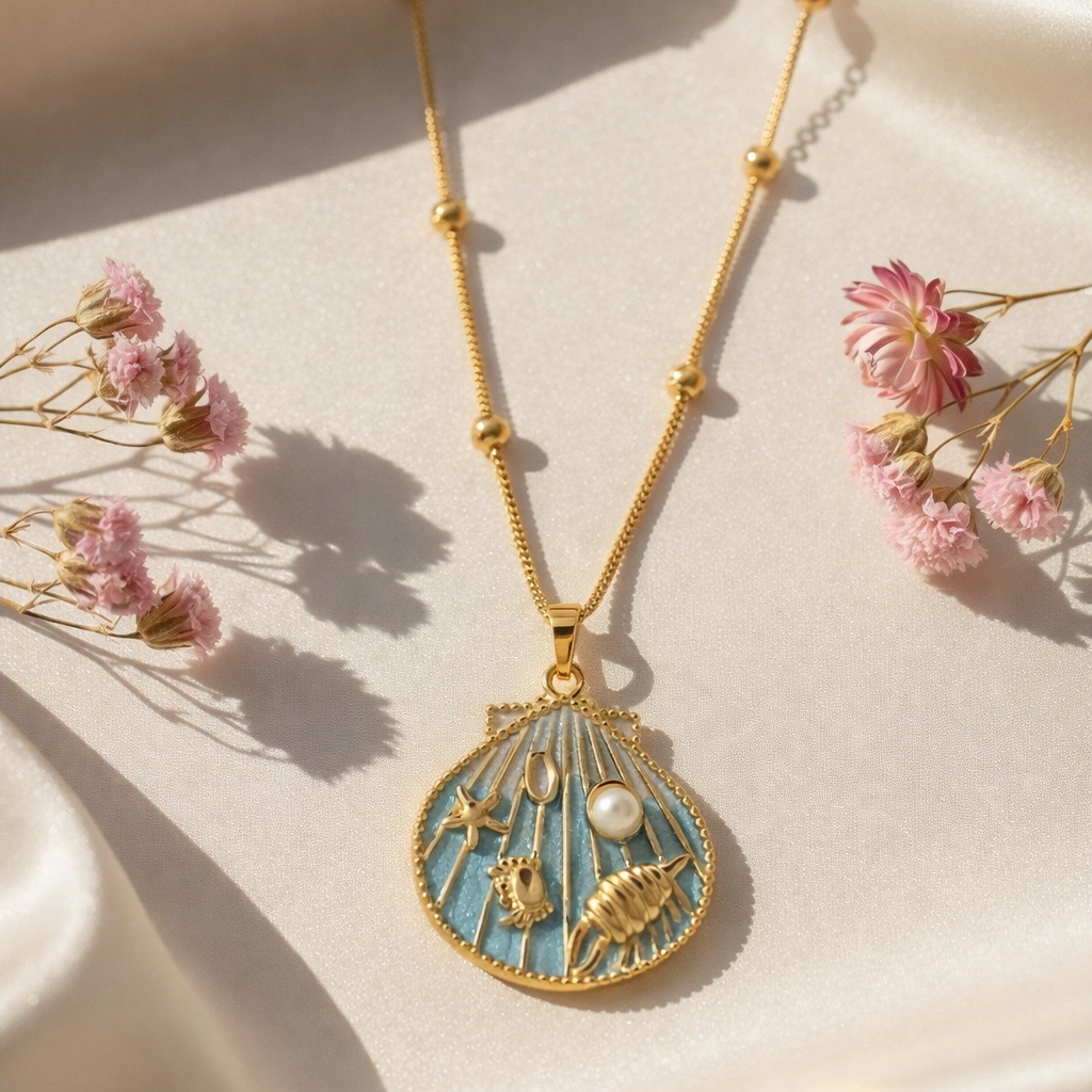 18K Gold Plated Ocean Charm Necklace
