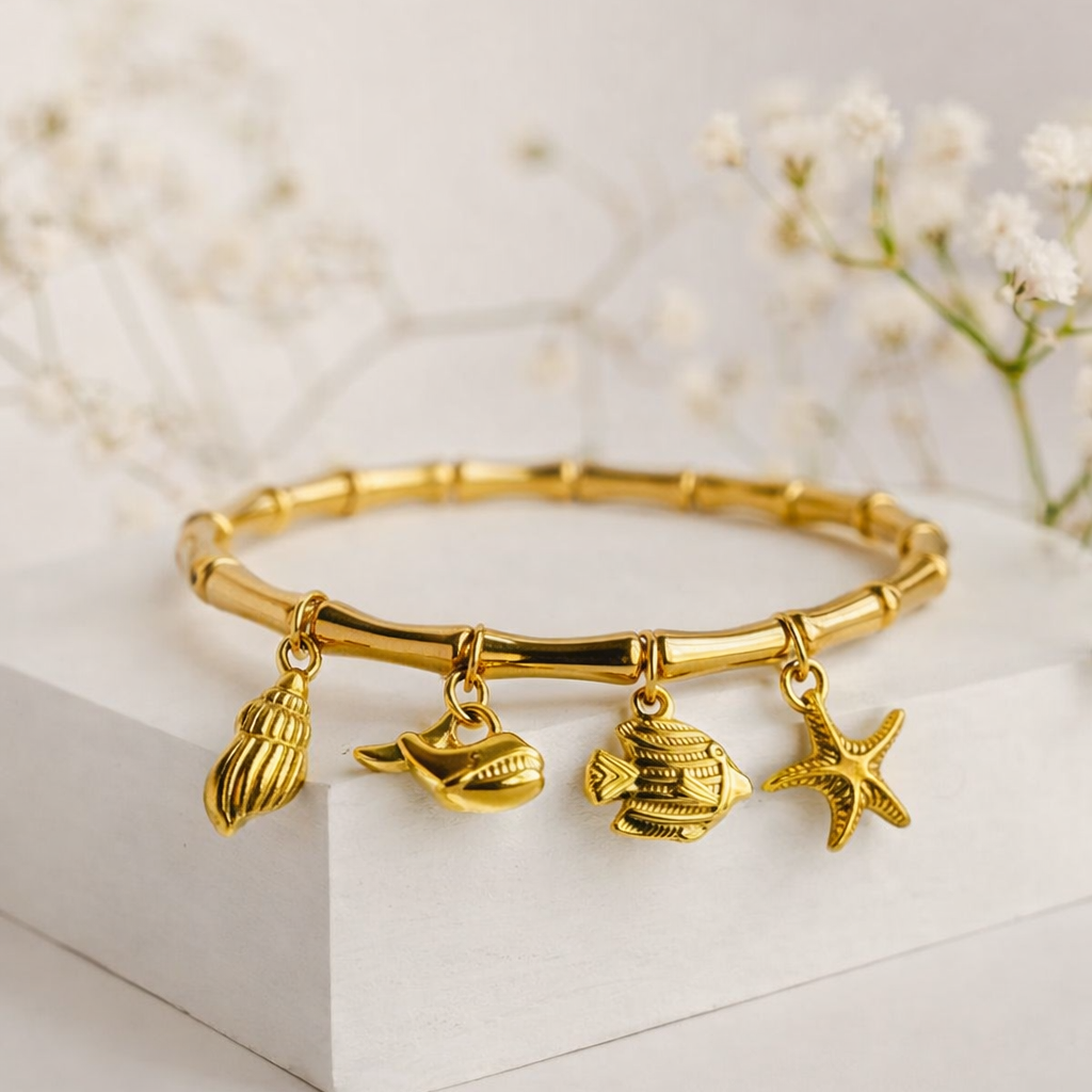 18K Gold Plated Ocean Charm Bracelet