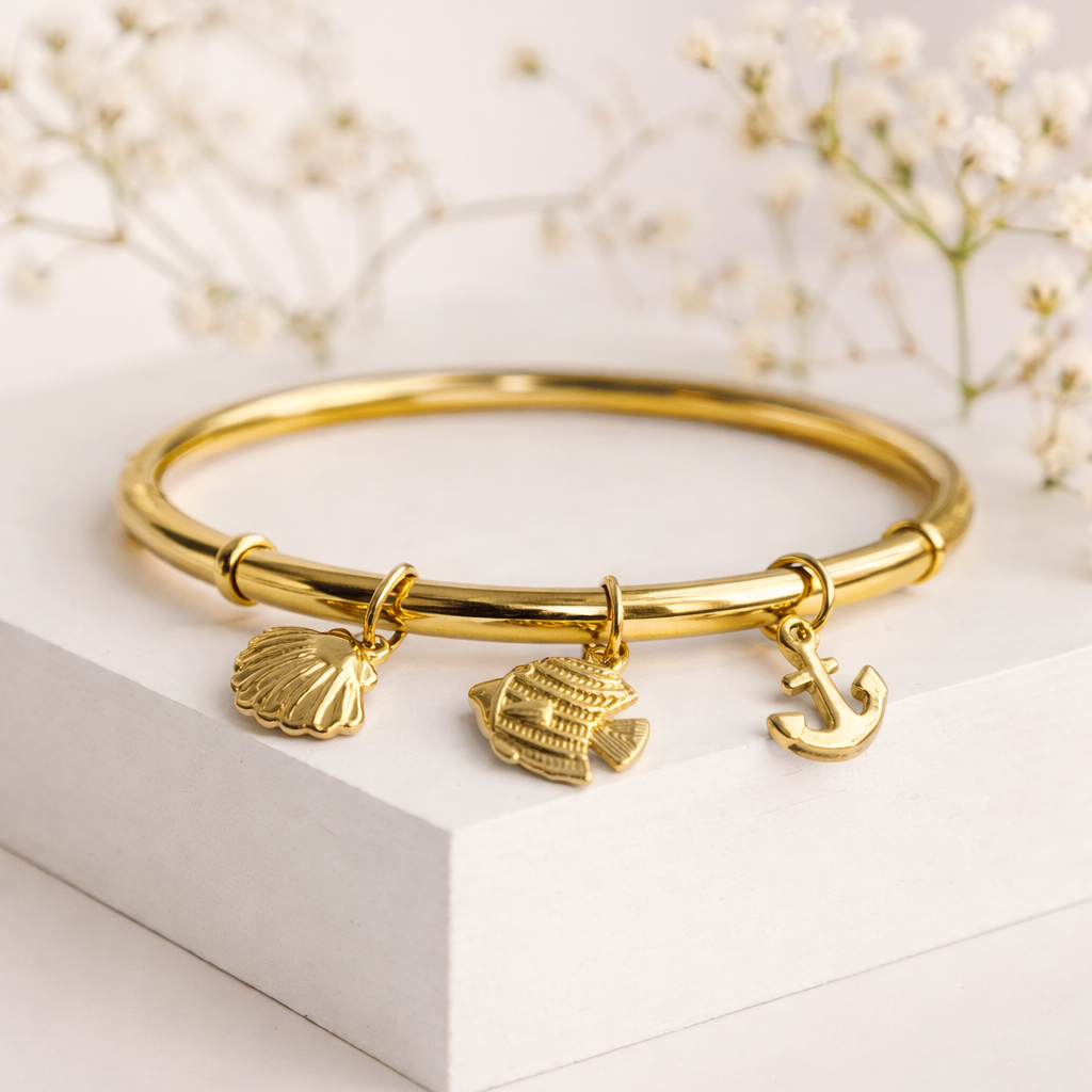 18K Gold Plated Ocean Charm Bracelet