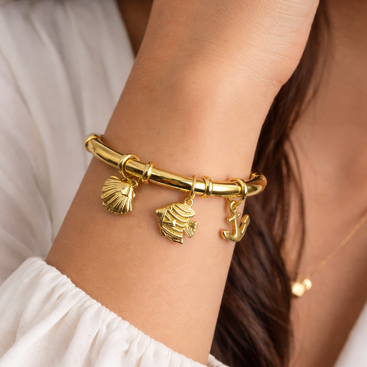 18K Gold Plated Ocean Charm Bangle