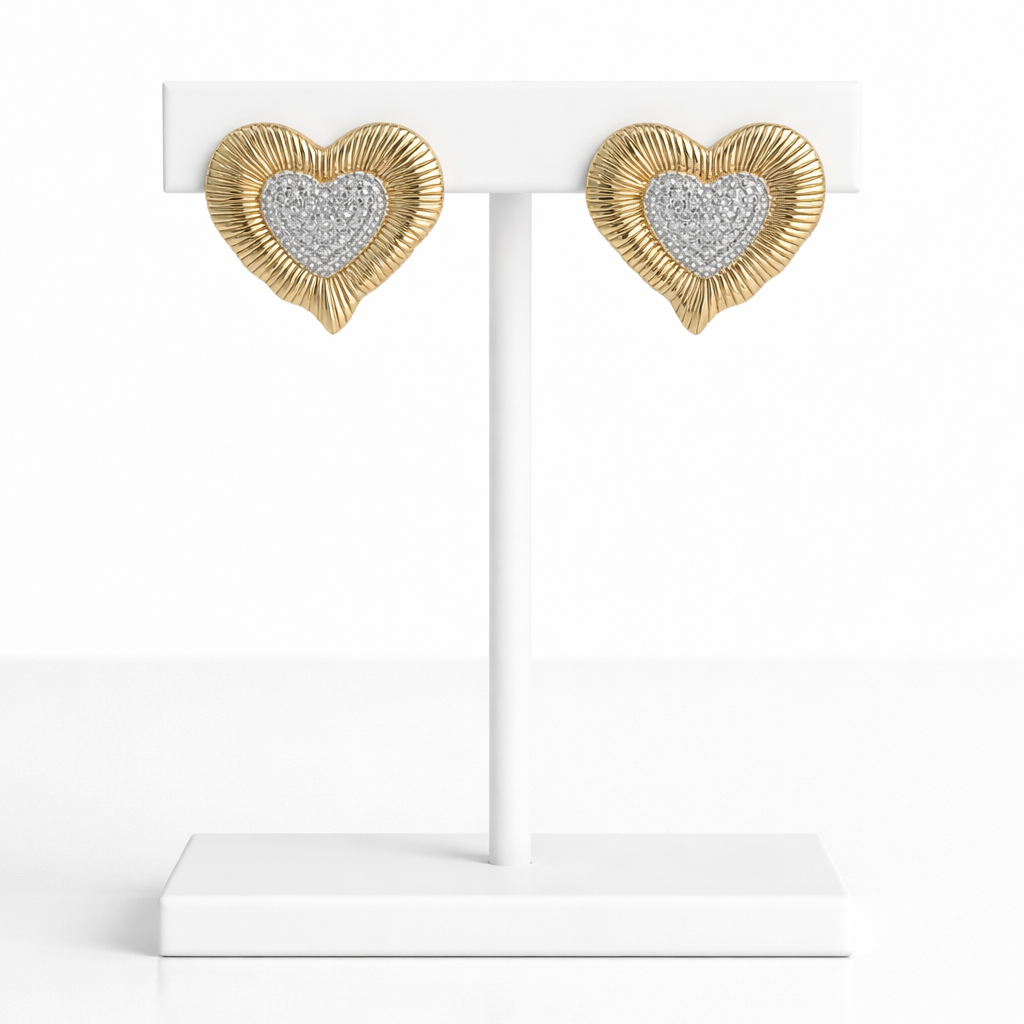 18K Gold Plated Heart Stud Earrings