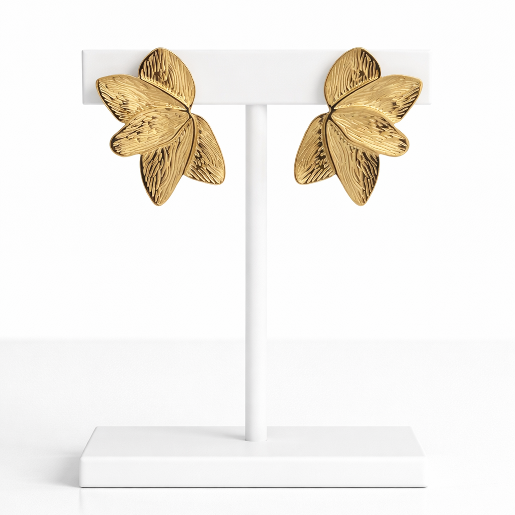 18K Gold Plated Leaf Stud Earrings