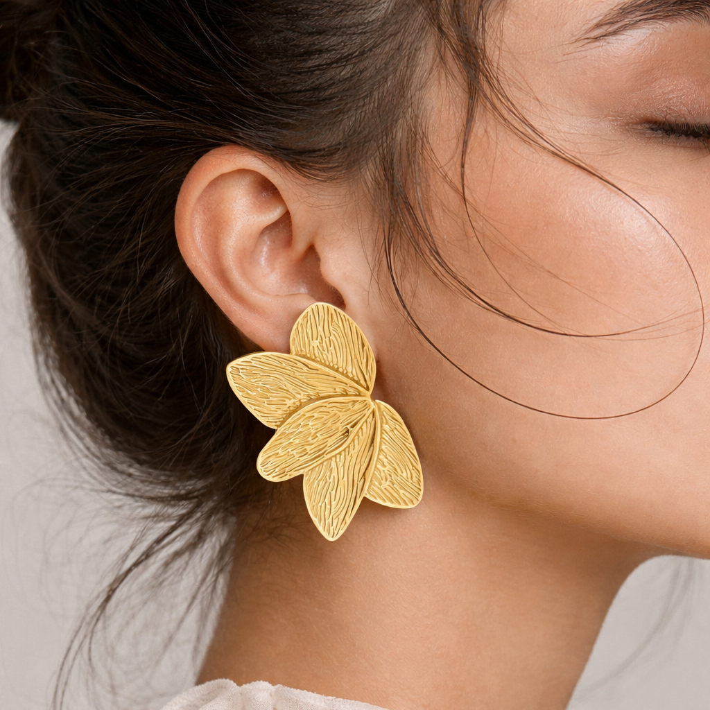 18K Gold Plated Leaf Stud Earrings