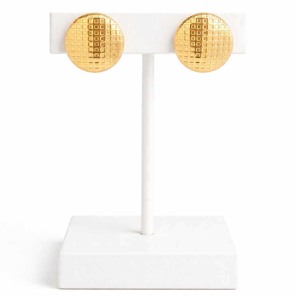 18K Gold Plated Round Stud Earrings