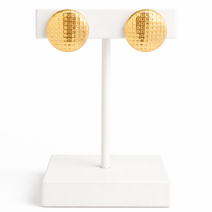 18K Gold Plated Round Stud Earrings