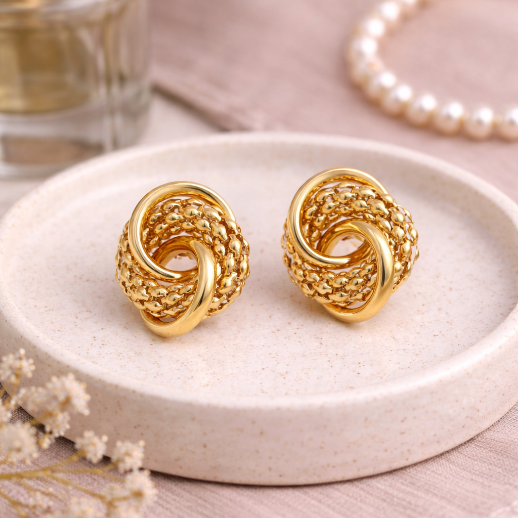 18K Gold Plated Interlocking Stud Earrings