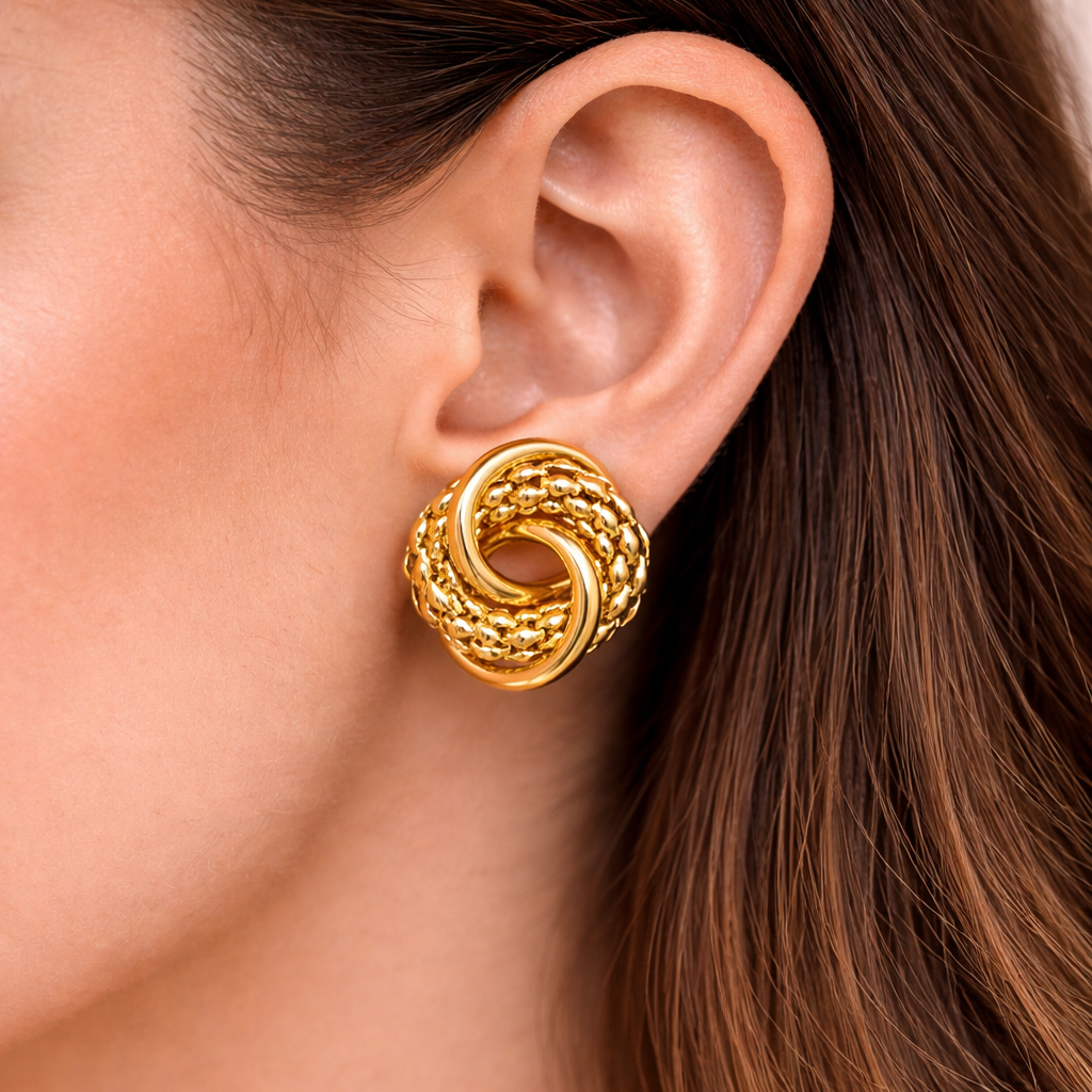 18K Gold Plated Interlocking Stud Earrings