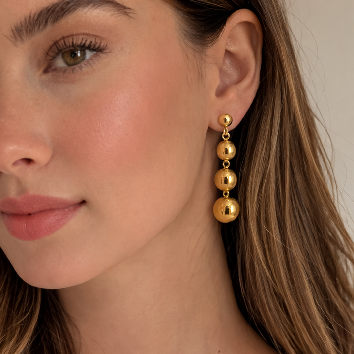 18K Gold Plated Ball Drop Earrings