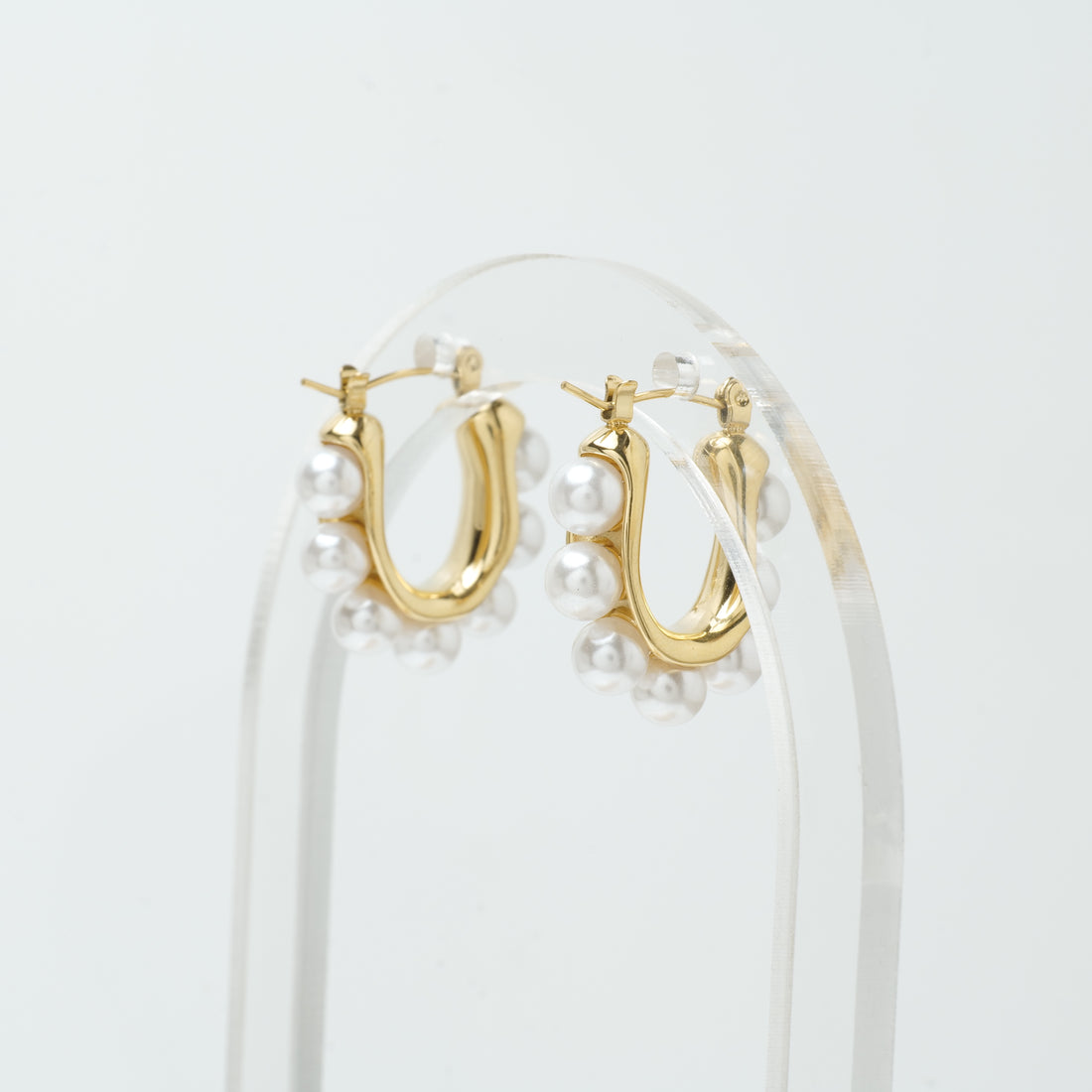 18K Gold Plated Pearl Hoop Earrings
