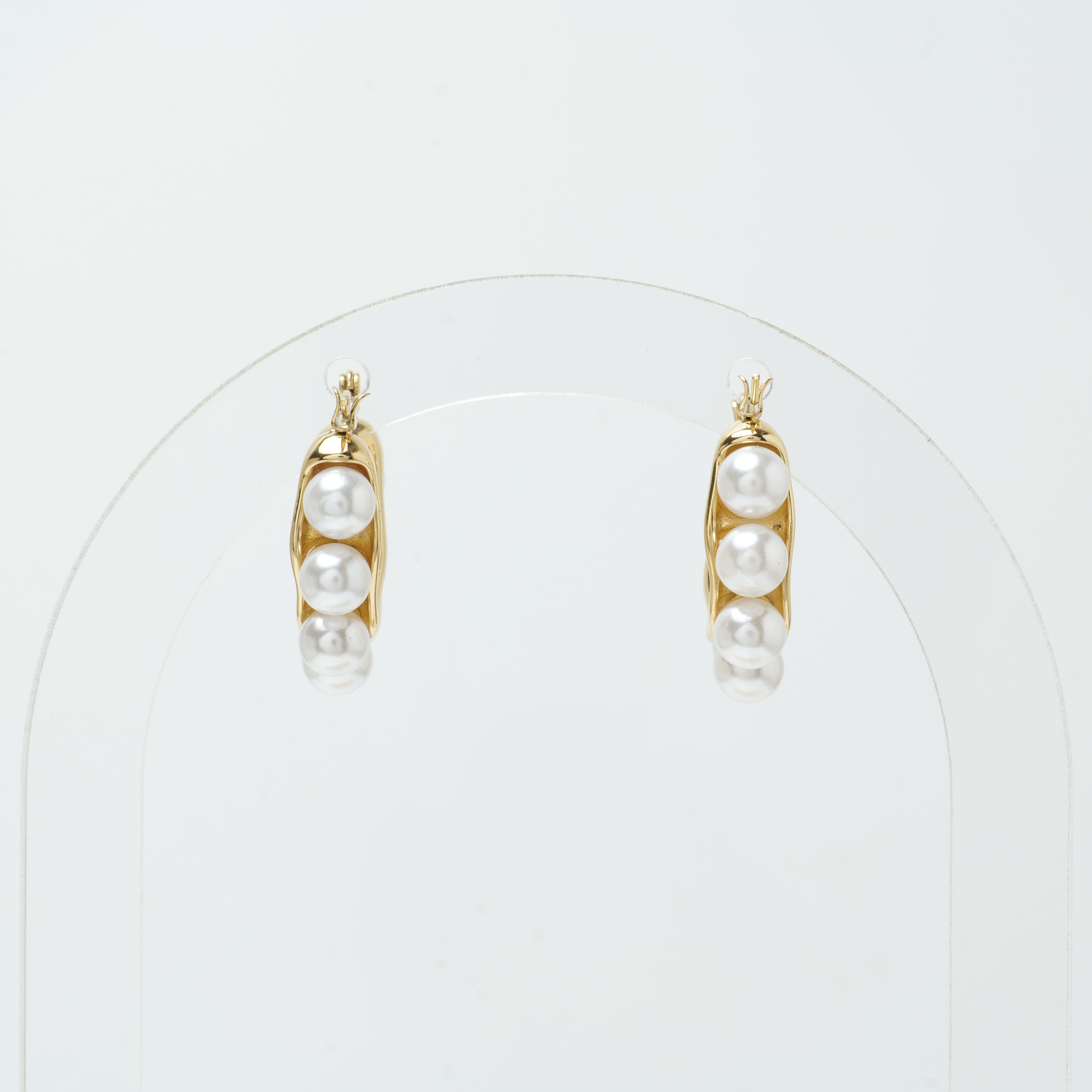 18K Gold Plated Pearl Hoop Earrings
