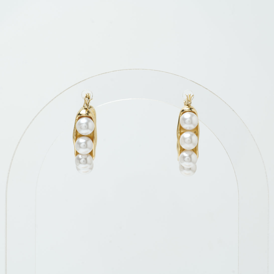 18K Gold Plated Pearl Hoop Earrings