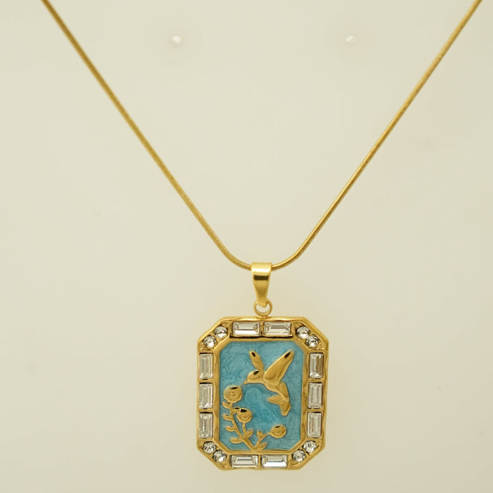 18K Gold Plated Enamel Bird Necklace