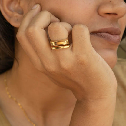 Bold Modern Gold Statement Ring - 1 set (2piece)