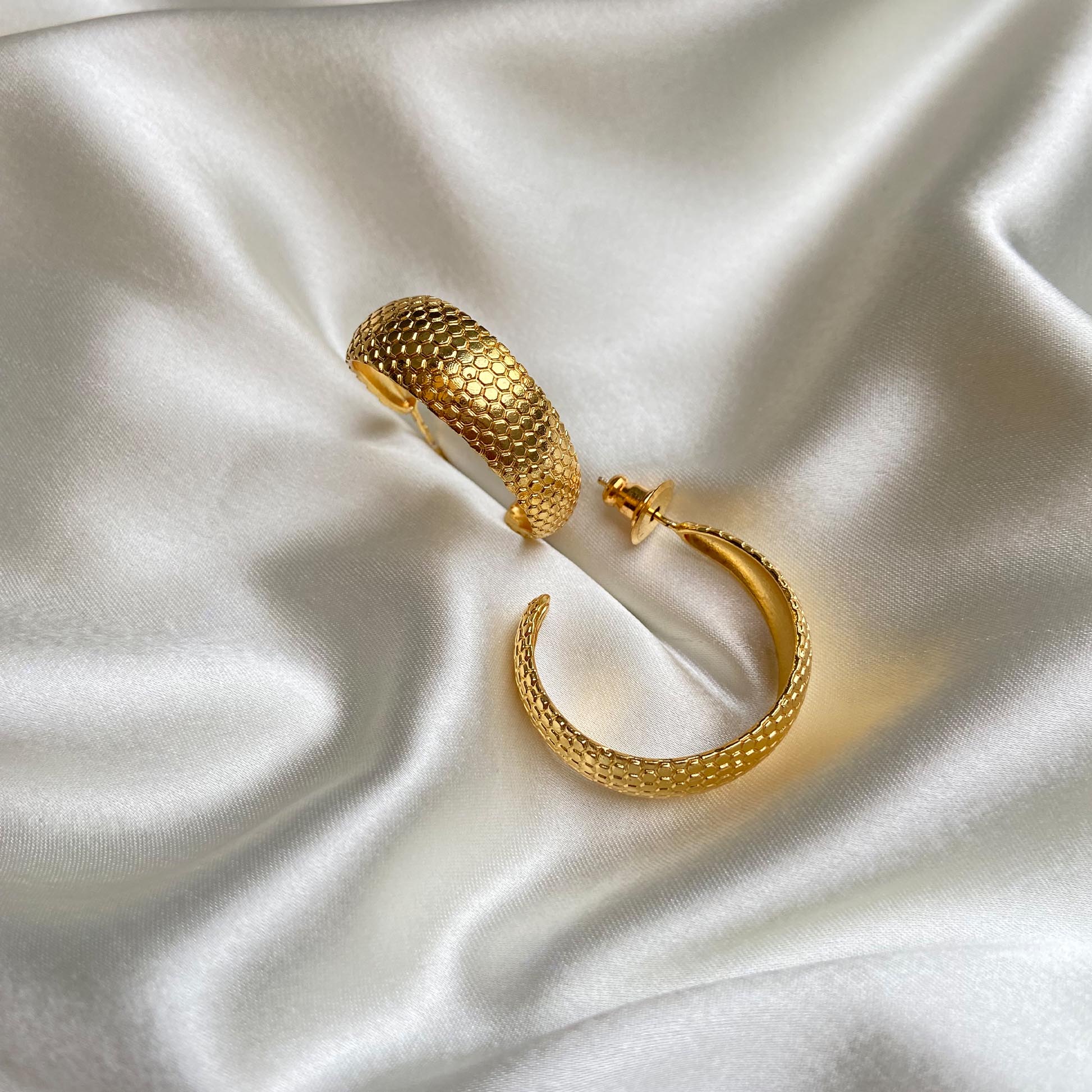 Gold-Plated Honeycomb C-Hoops