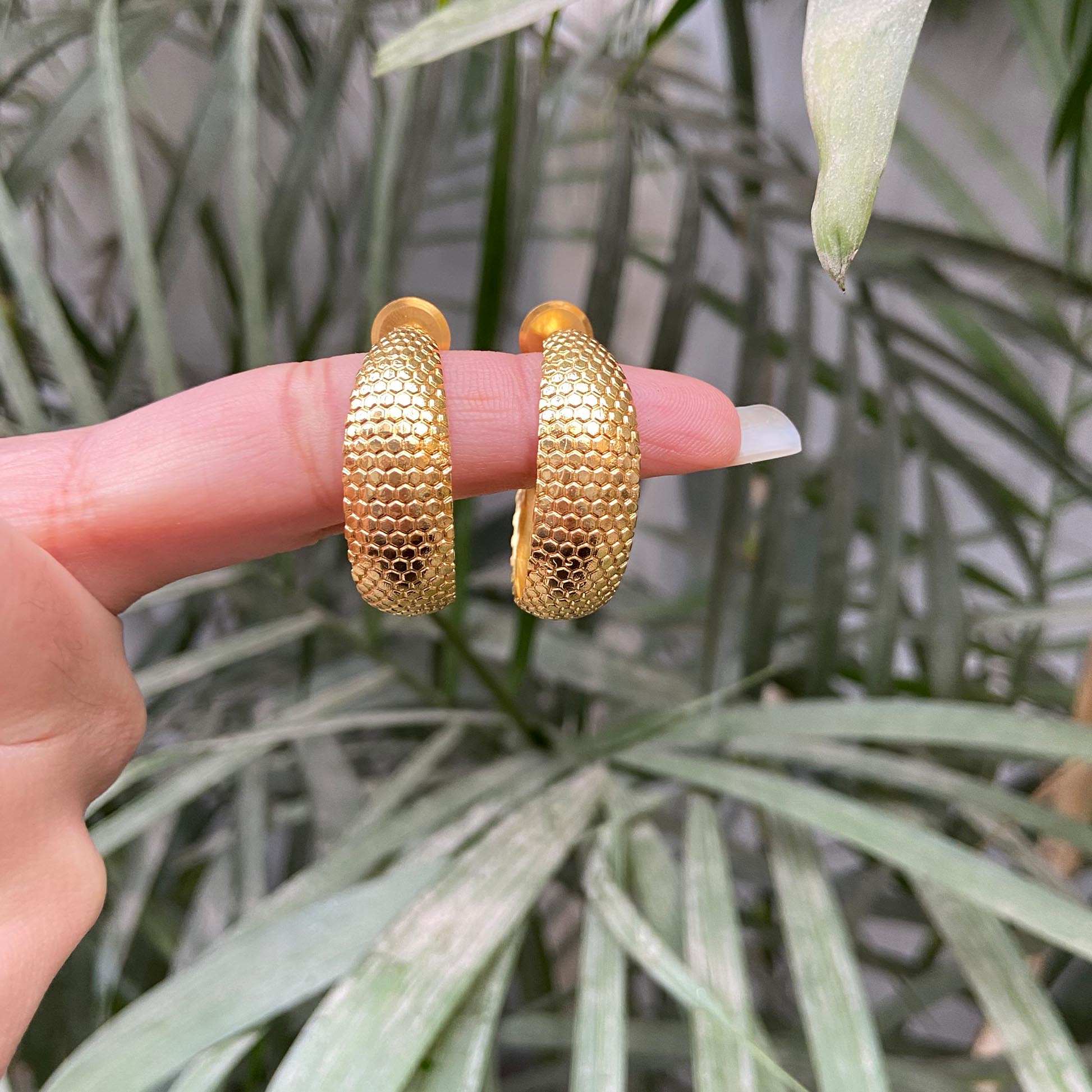 Gold-Plated Honeycomb C-Hoops