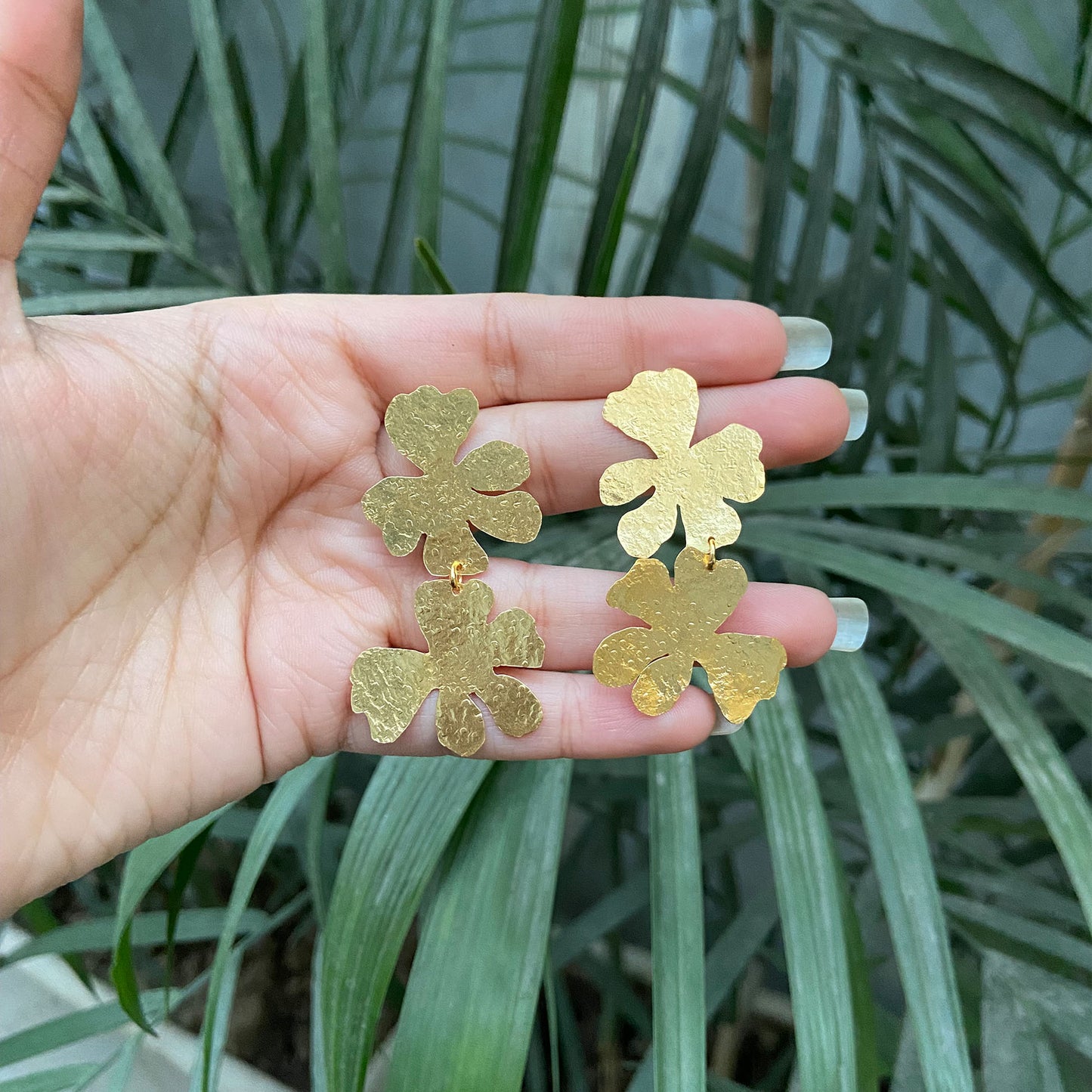 Textured Petals Gold-Plated Floral Earrings