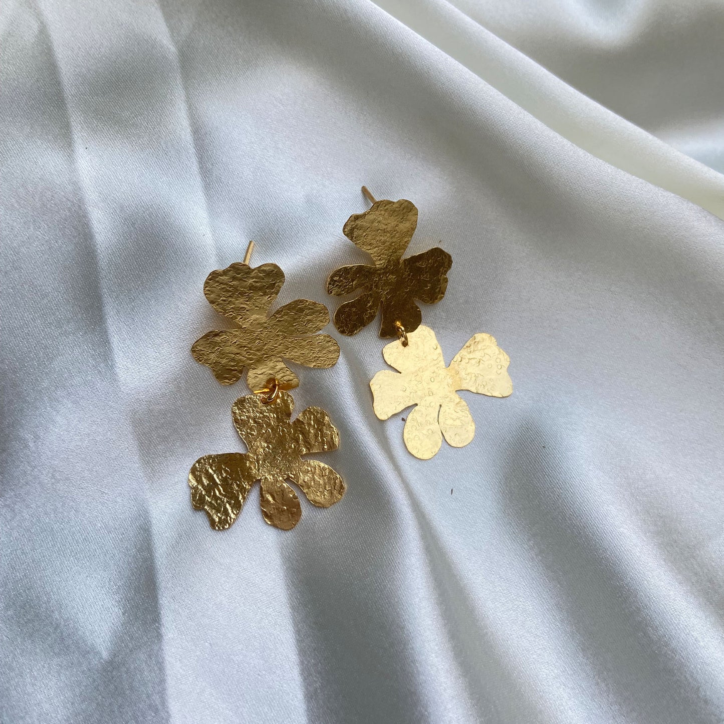 Textured Petals Gold-Plated Floral Earrings