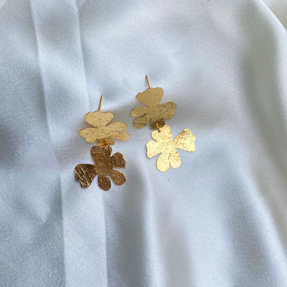 Textured Petals Gold-Plated Floral Earrings