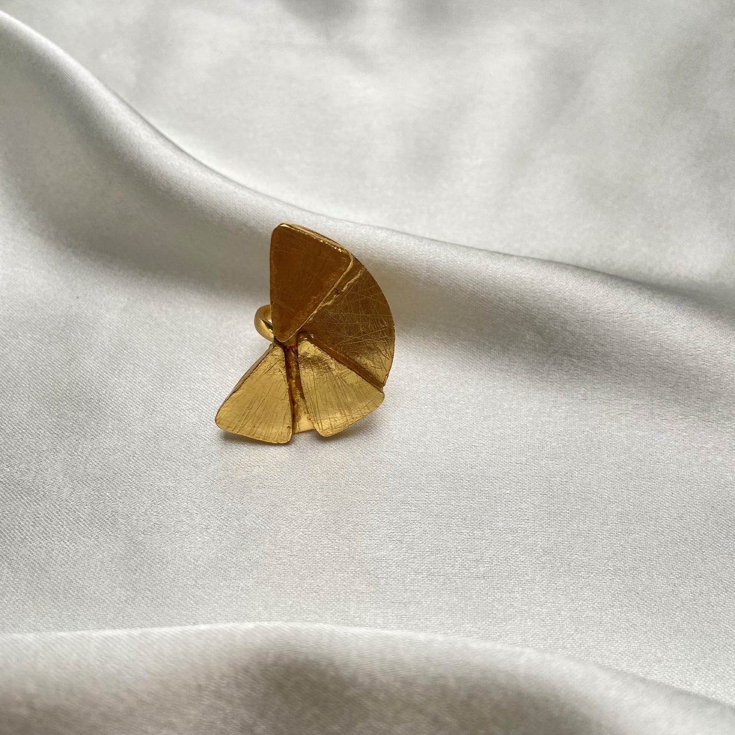 Golden Fan Sculptural Statement Ring