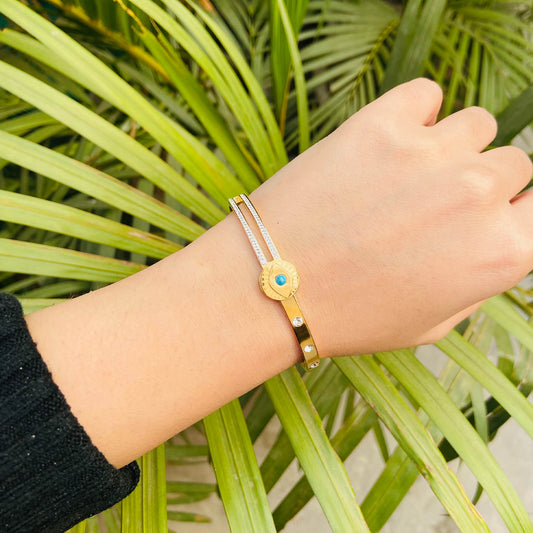 Boho Evil Eye Turquoise Cuff Bracelet