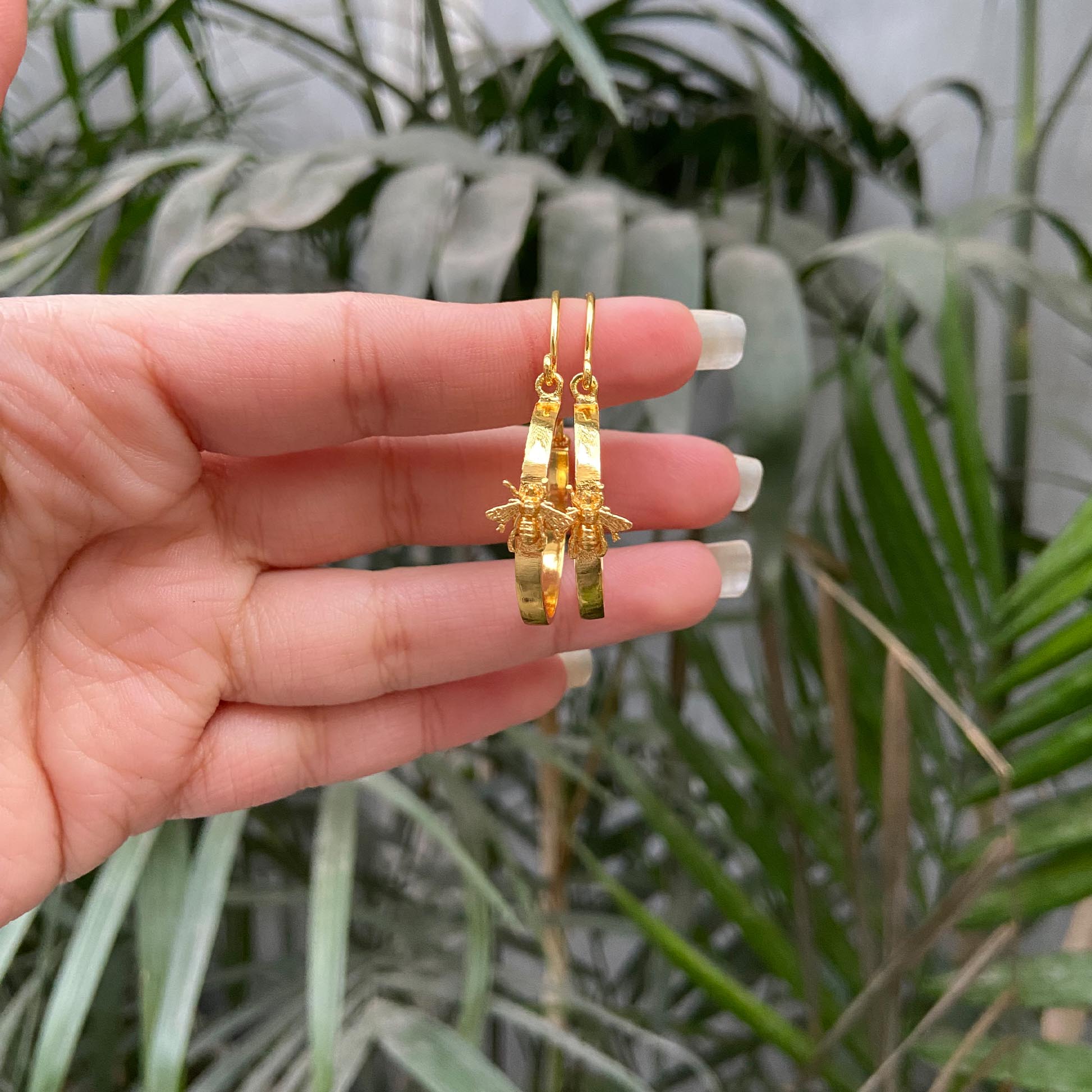 Nature-Inspired Bee Hoop Earrings