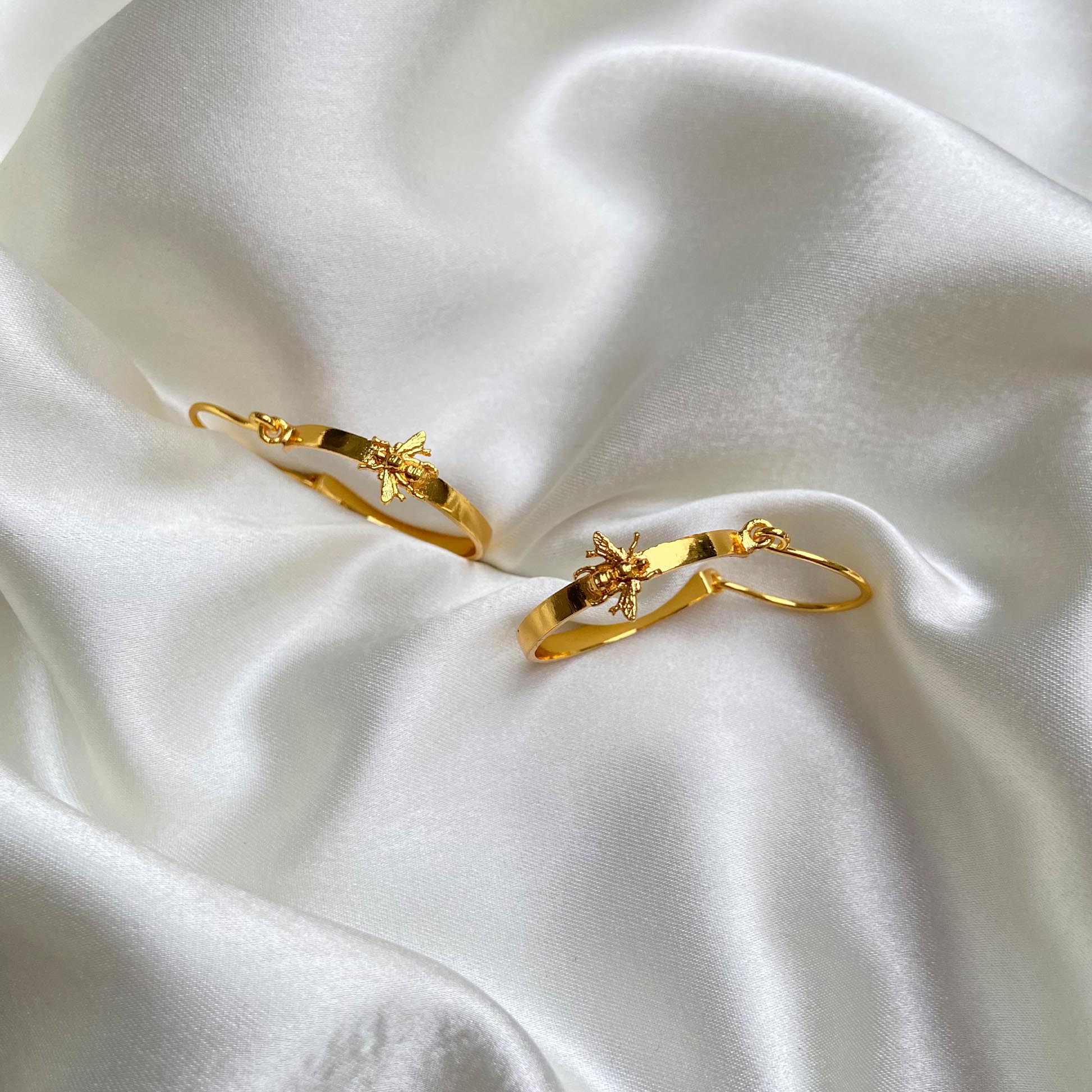 Nature-Inspired Bee Hoop Earrings