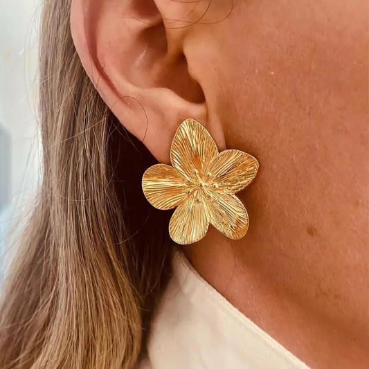 Bold Floral Gold-Plated Studs