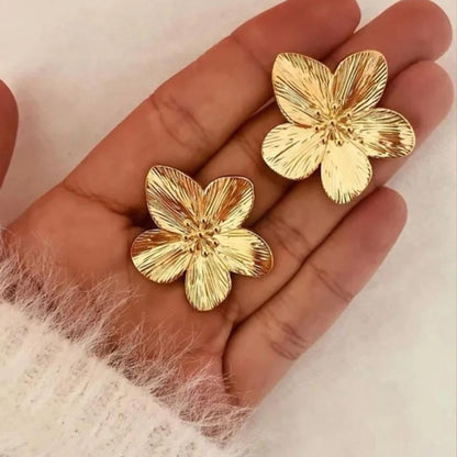 Bold Floral Gold-Plated Studs