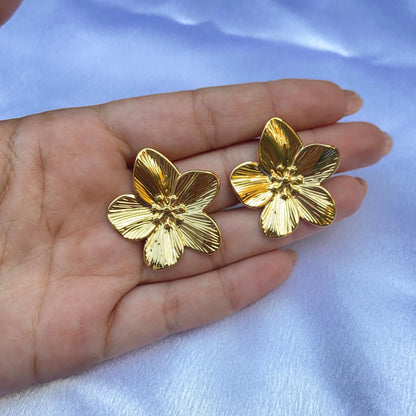 Bold Floral Gold-Plated Studs