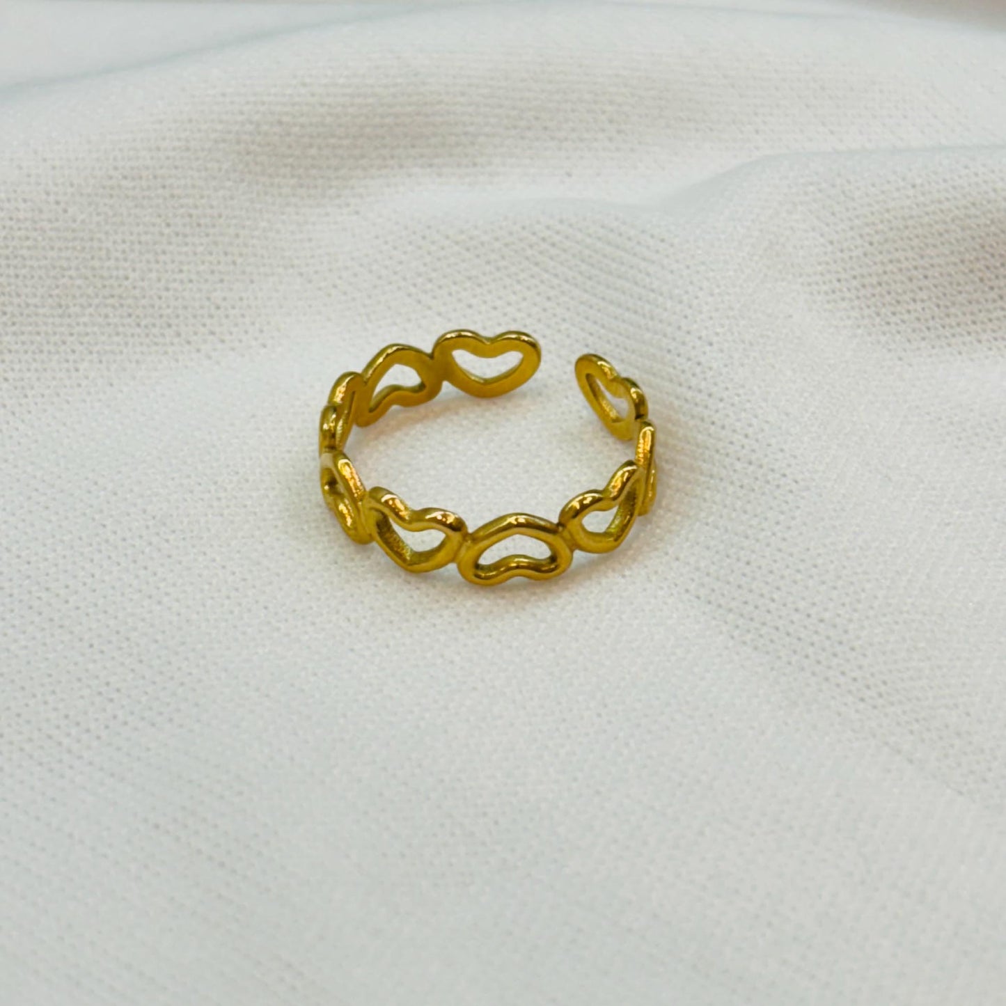 Chained Hearts Delicate Gold Ring