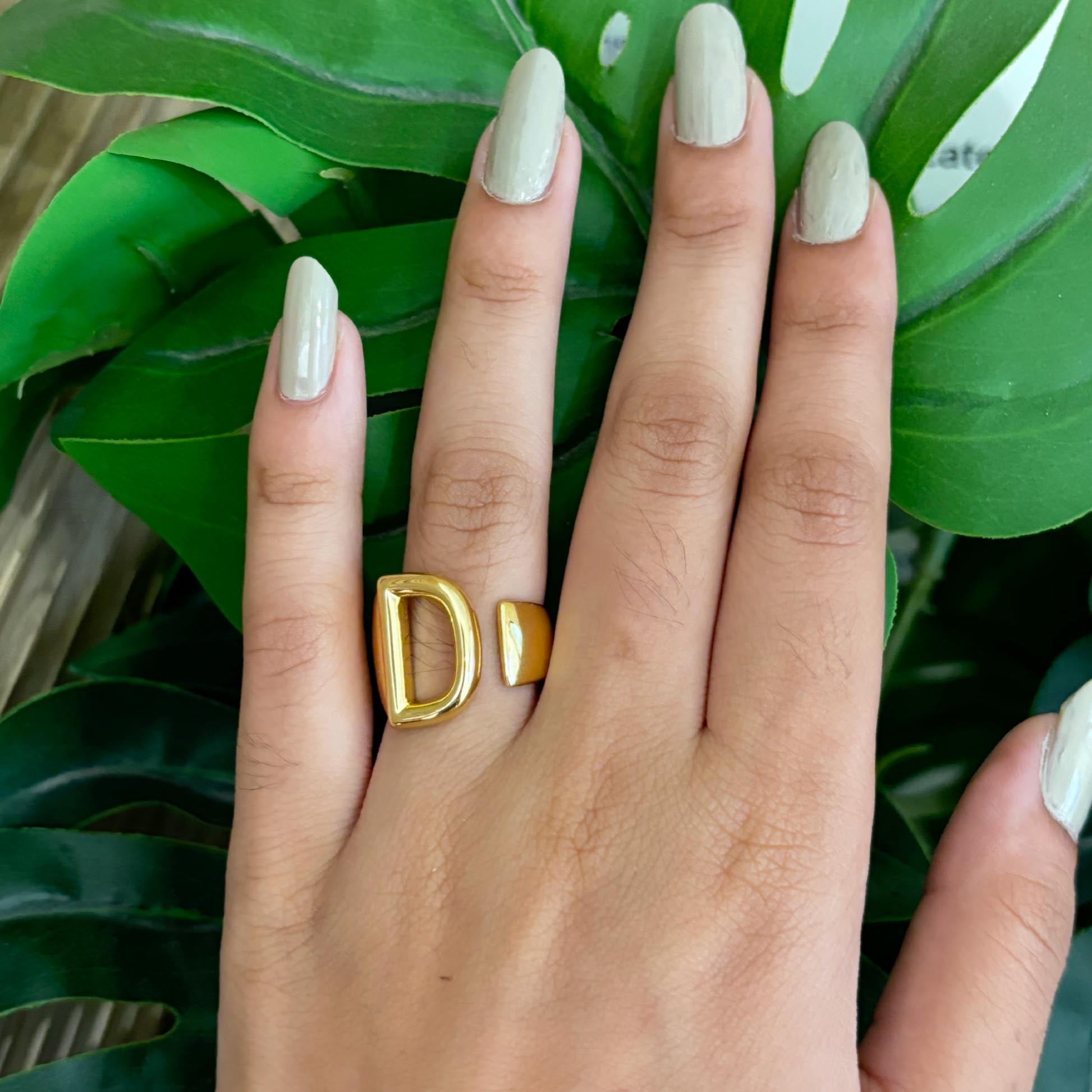 Golden Initial Ring - Letter D