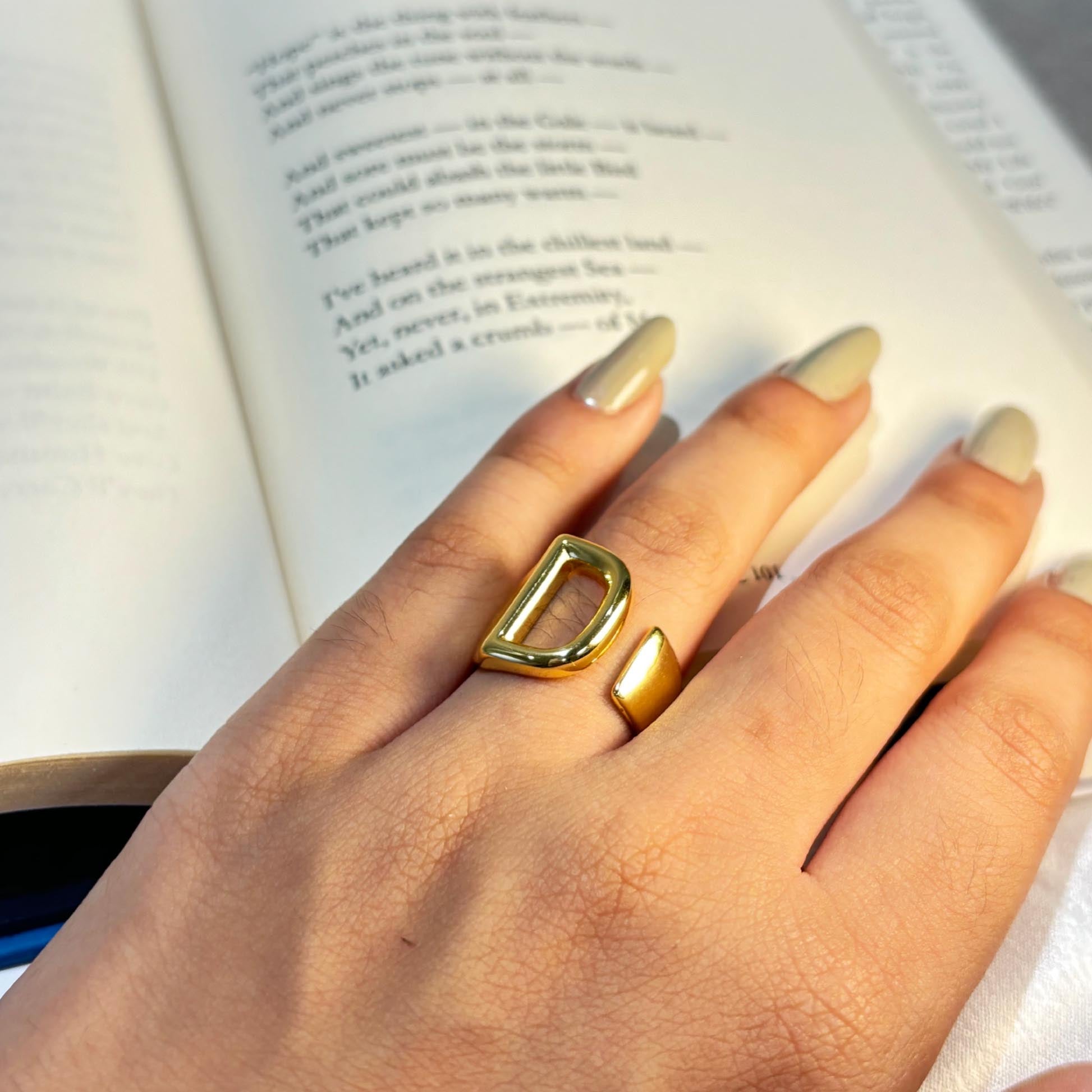 Golden Initial Ring - Letter D
