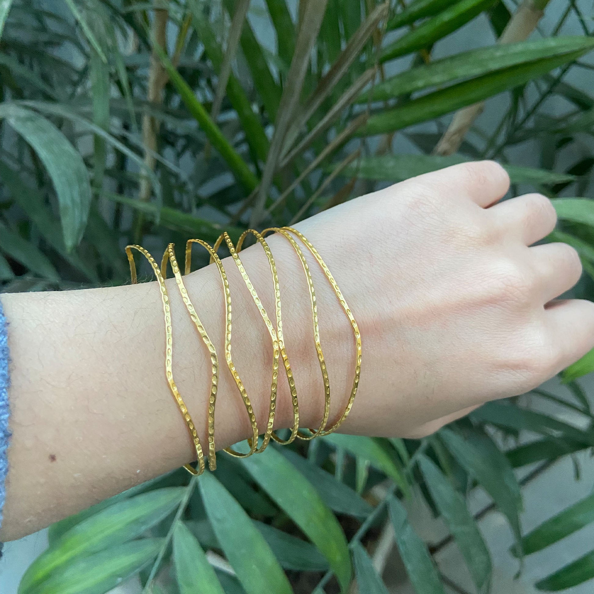 Ethereal Waves Gold Bangle Set
