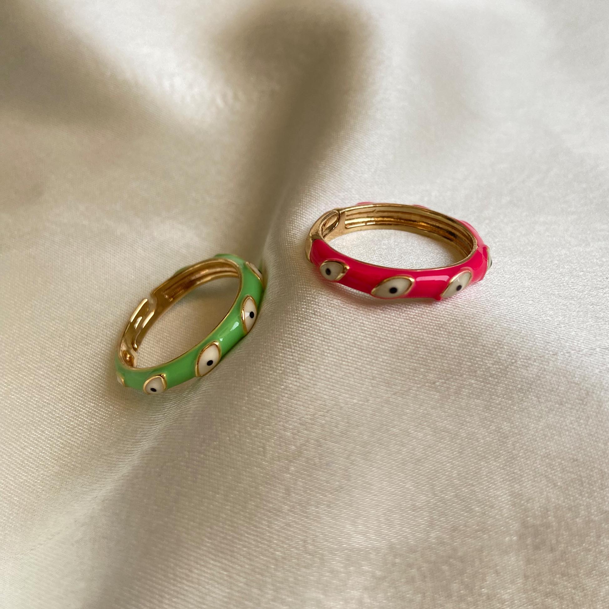 Evil Eye GREEN Enamel Band Ring