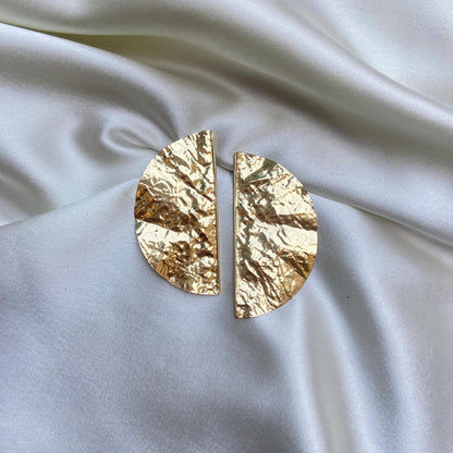 Bold Crinkled Gold-Plated Statement Studs