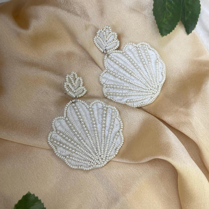 Pearl-Embellished Shell Dangles