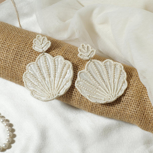 Pearl-Embellished Shell Dangles