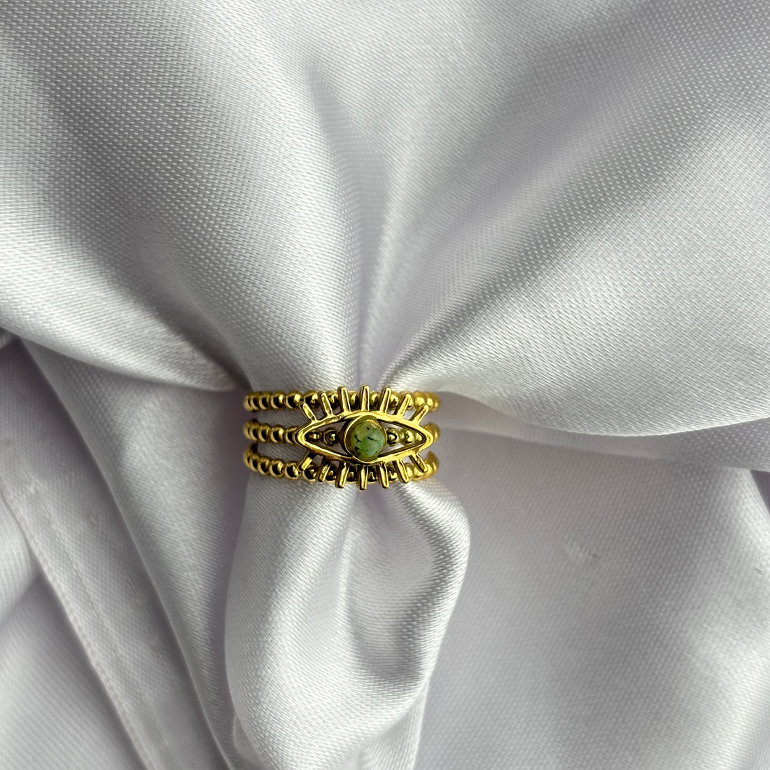 18k Gold Plated Evil Eye Birthstone Ring