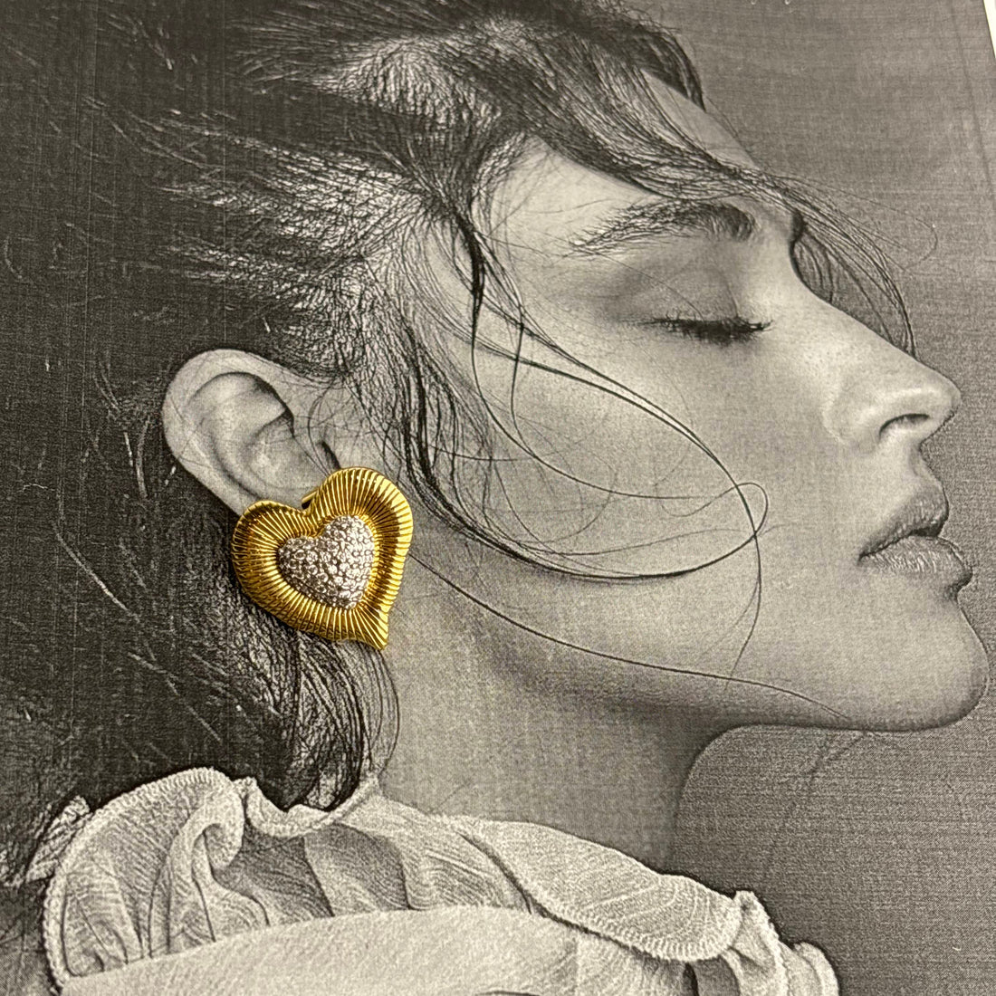 18K Gold Plated Heart Stud Earrings